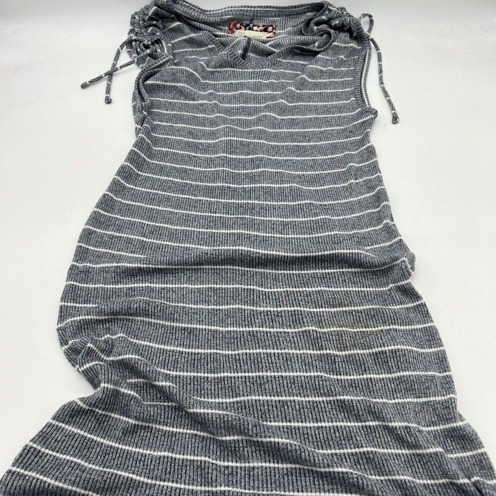 Saturday Sunday Women Gray Striped Casual Dress Medium